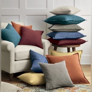 TWO Crate & Barrel linden pillow covers - indigo blue - 18x18